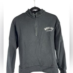 White Fox black mock neck 1/4 zip black sweatshirt S/M